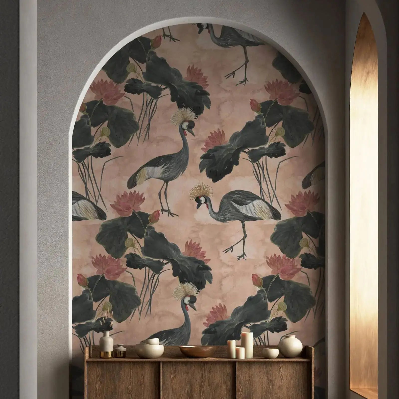 Watercolor Heron Pink Wallpaper