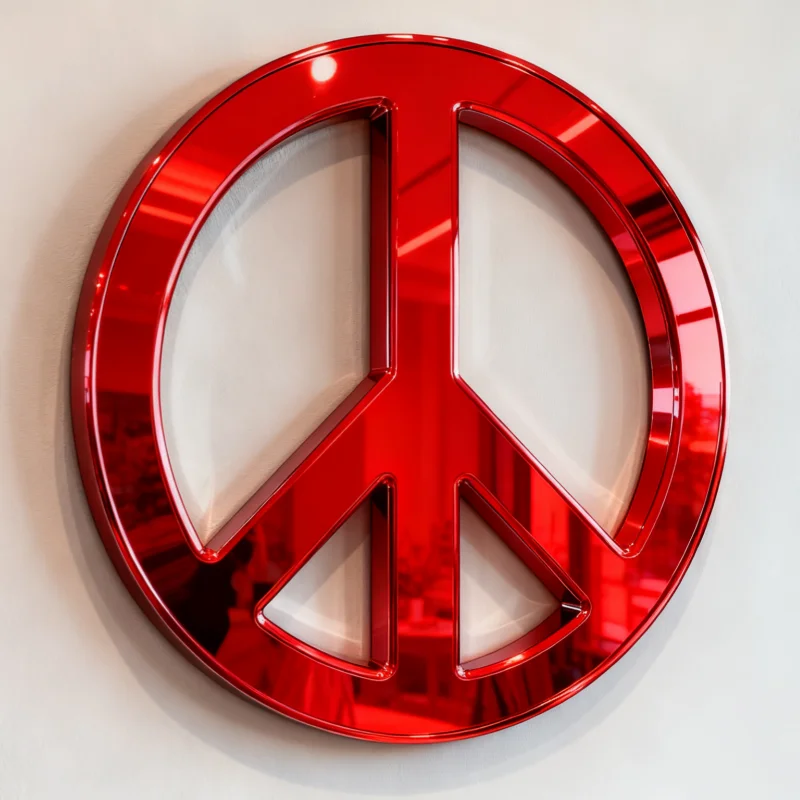 ArtZ® Reflect Peace Stainless Steel Sculpture - Red / 31.5 inch Diameter (80 cm)