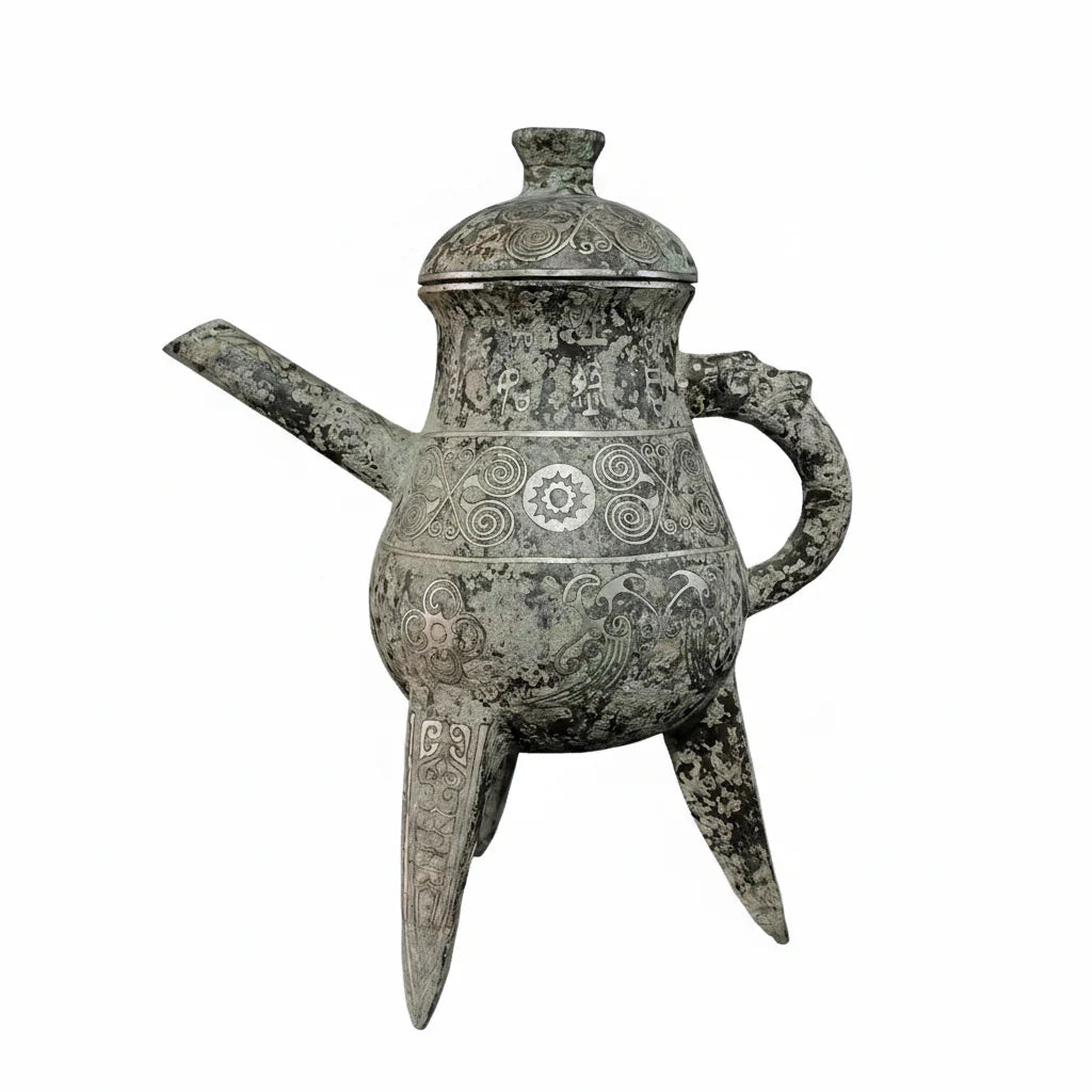 Han Dynasty Silver-Inlaid Bronze Teapot — Antique Reproduction