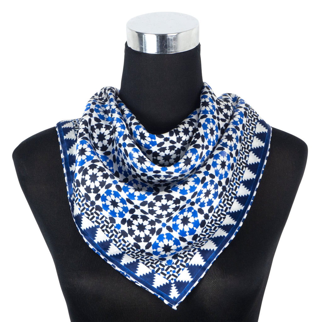 Blue Silk Square Scarf Sabika