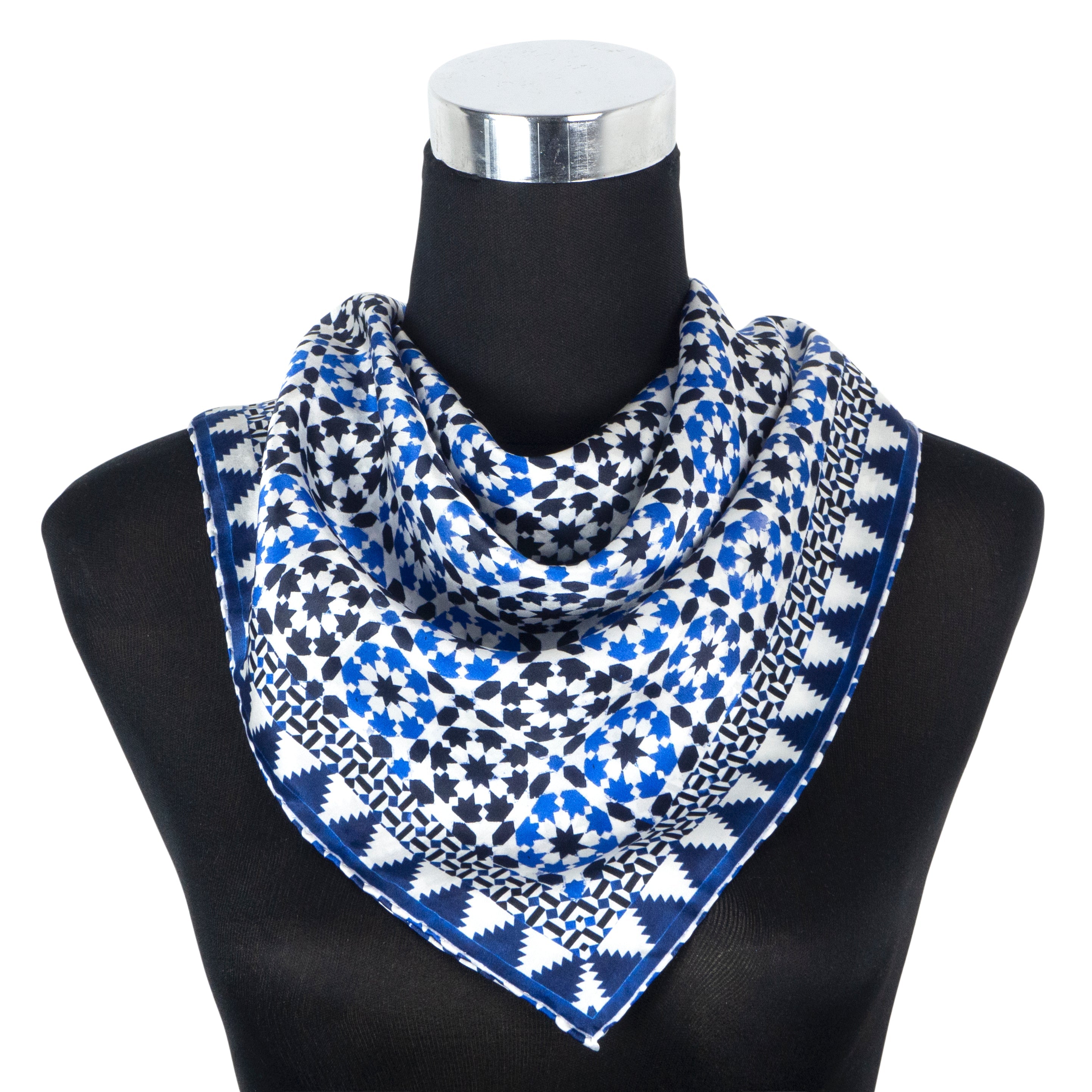 Blue Silk Square Scarf Sabika