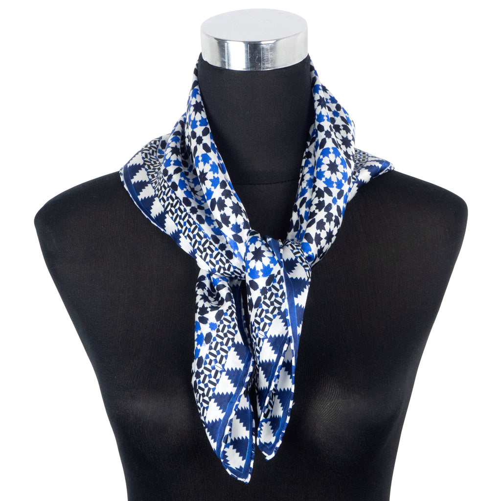 Blue Silk Square Scarf Sabika