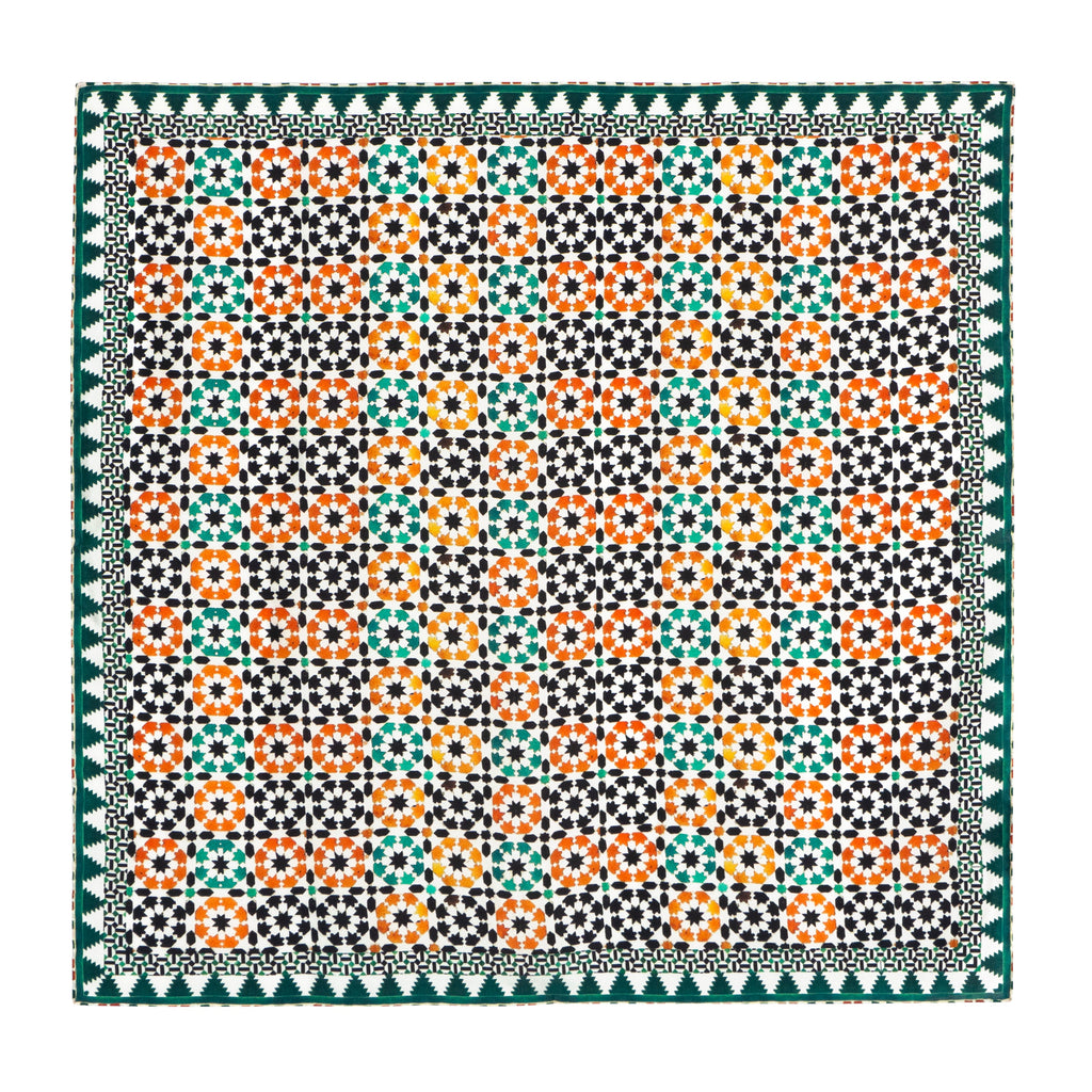 Islamic Art Square Silk Scarf Sabika Green
