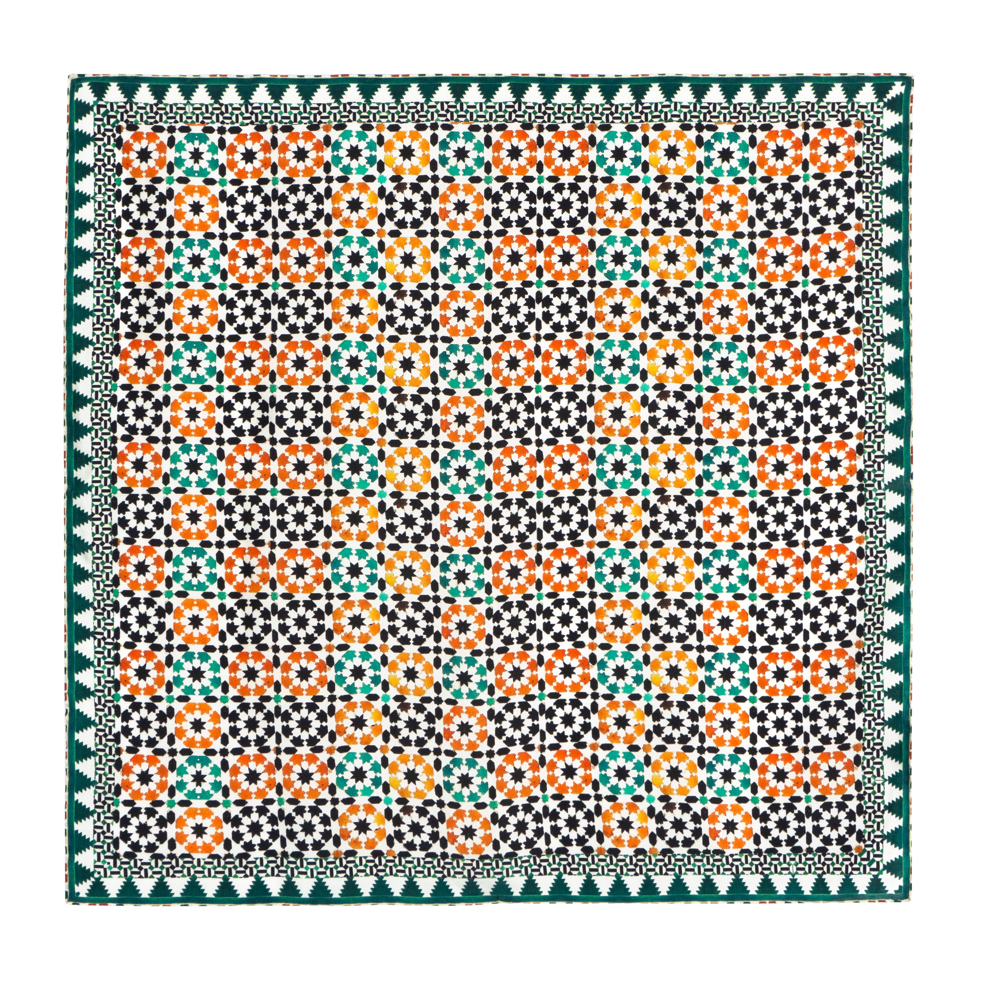 Islamic Art Square Silk Scarf Sabika Green