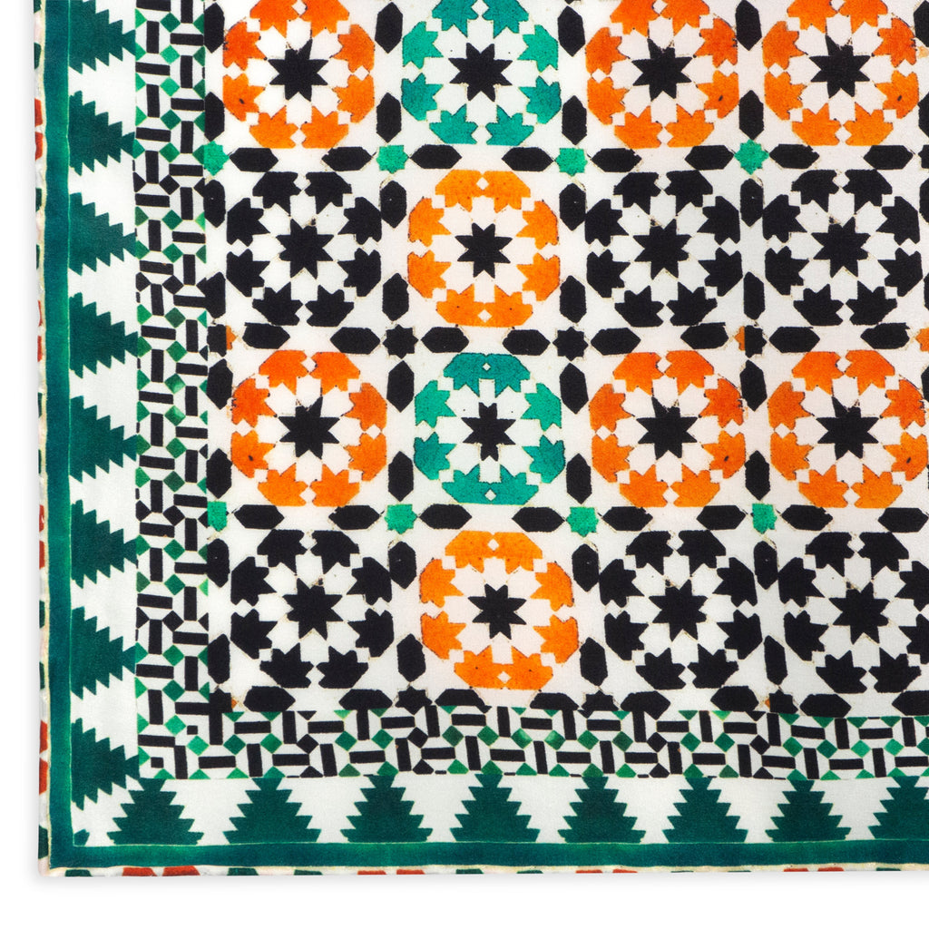 Islamic Art Square Silk Scarf Sabika Green