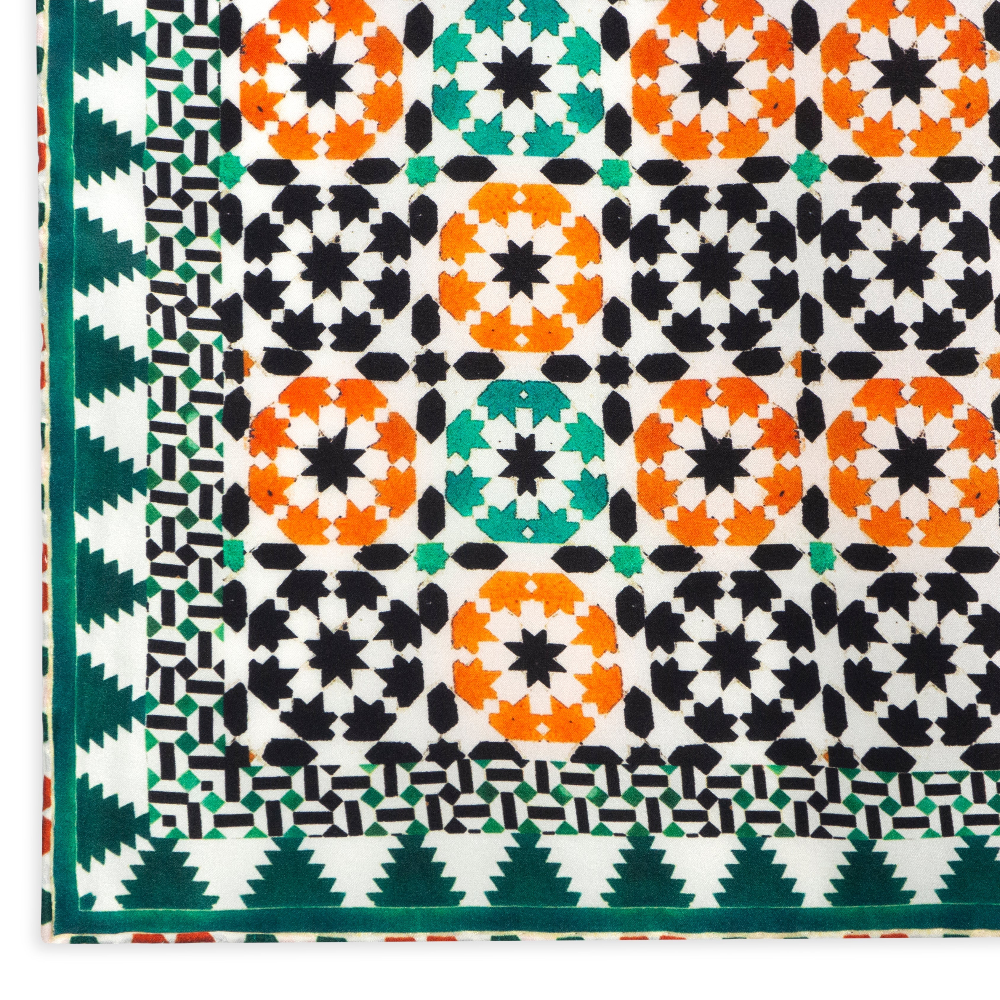 Islamic Art Square Silk Scarf Sabika Green