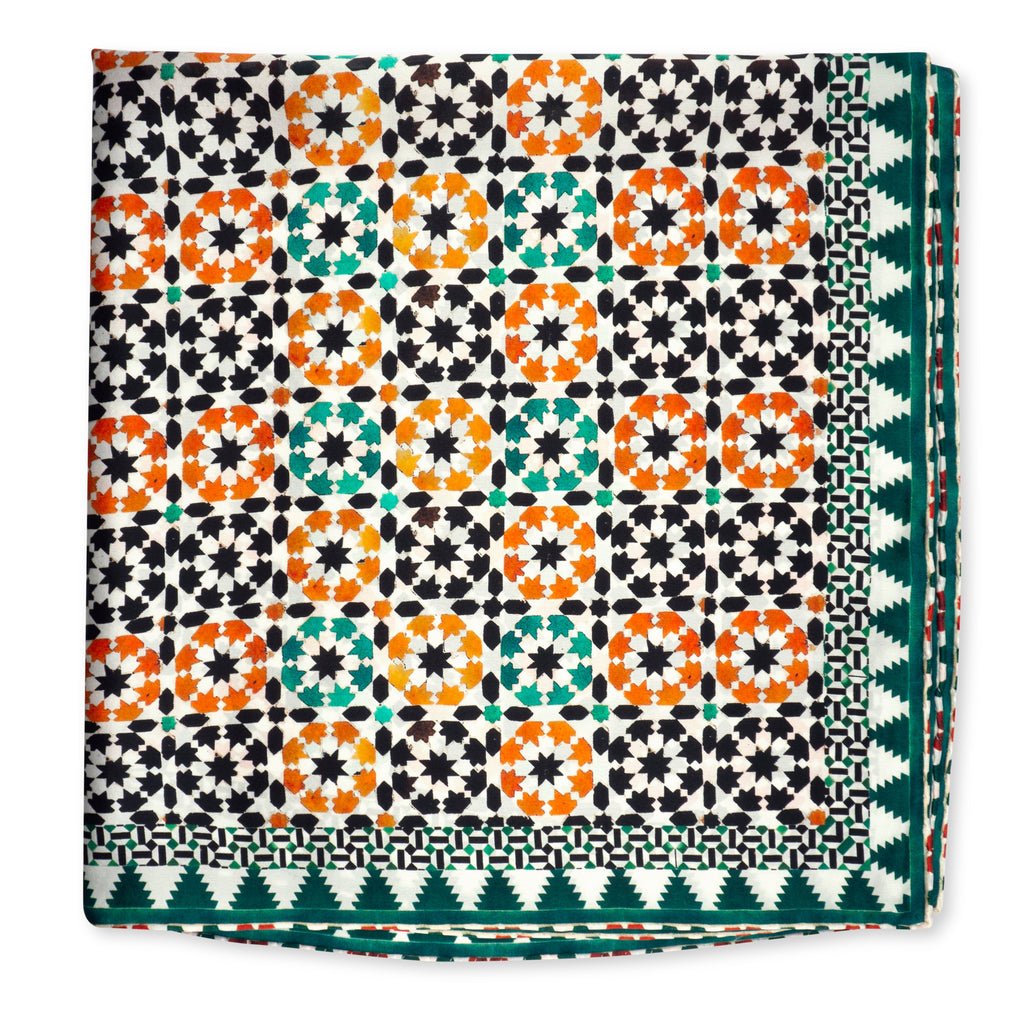 Islamic Art Square Silk Scarf Sabika Green