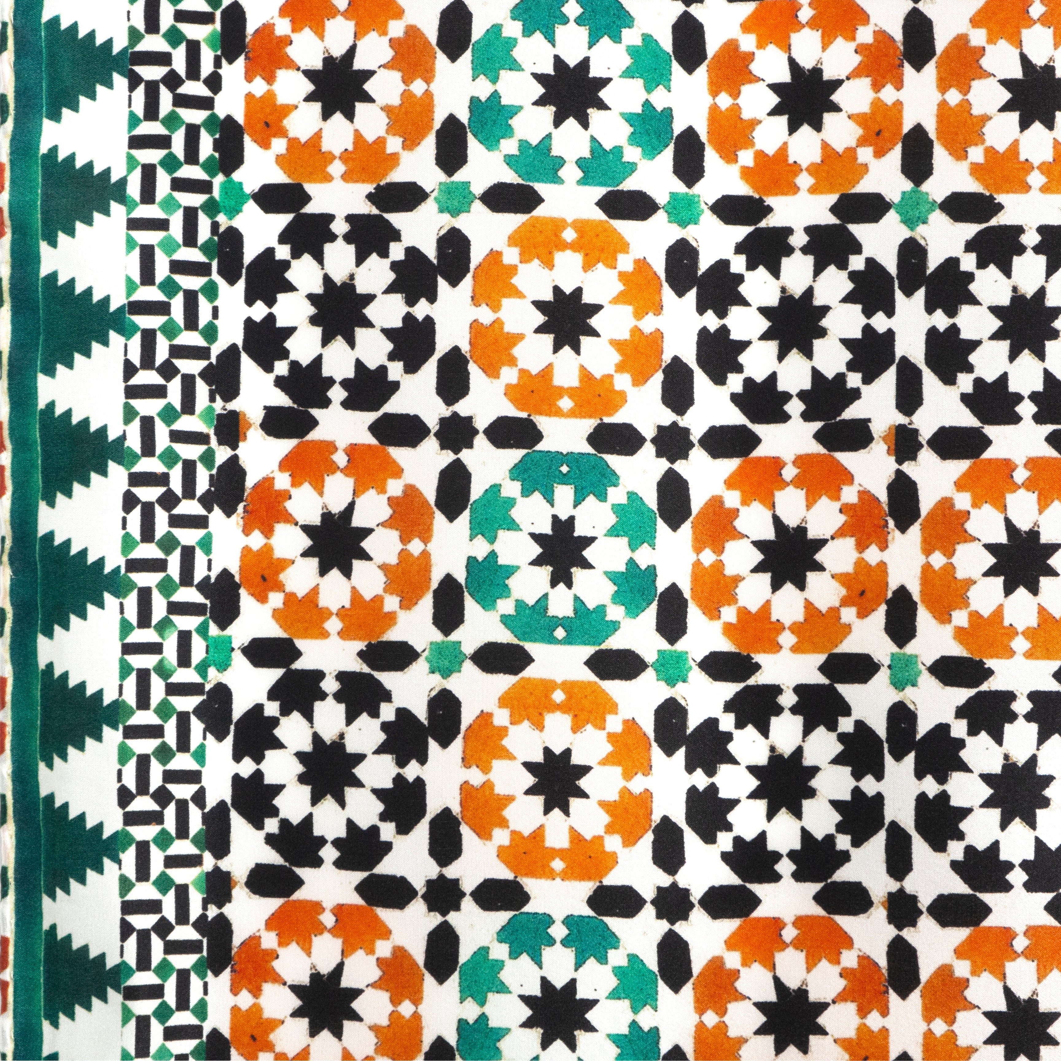 Islamic Art Square Silk Scarf Sabika Green