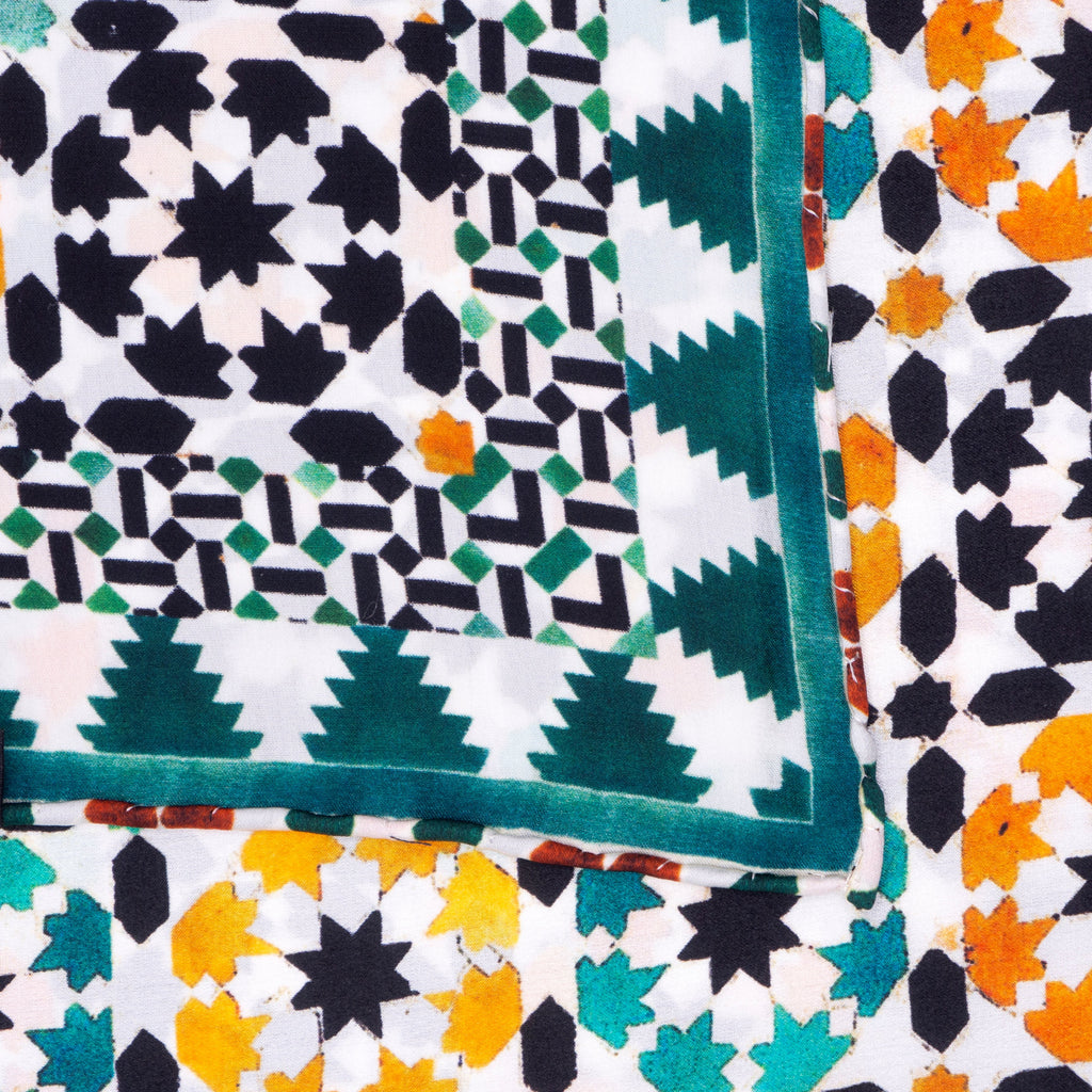 Islamic Art Square Silk Scarf Sabika Green