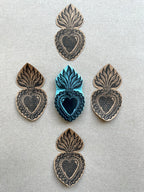 Sacred heart with flames rubber stamp