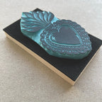 Sacred heart with flames rubber stamp