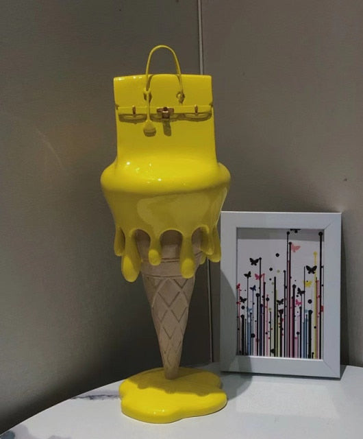 ArtZ® So Fancy Ice Cream Bag Sculpture - Yellow / 64.9 inch by 21.7 inch by 21.7 inch (165 x 55 x 55 cm)