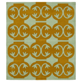 Sage and Gold Medallion Pattern Square Hand Tufted Rug