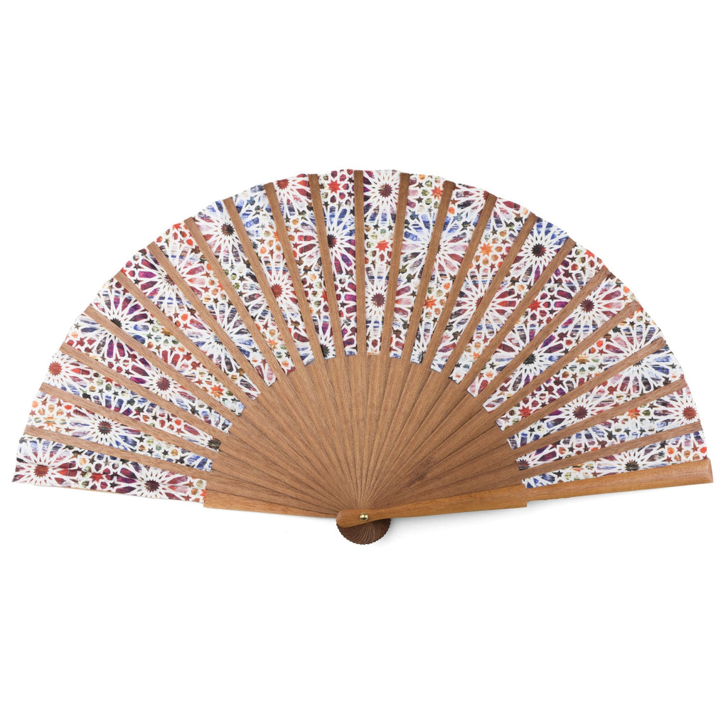 Spanish tiles inspired silk hand fan Sakina