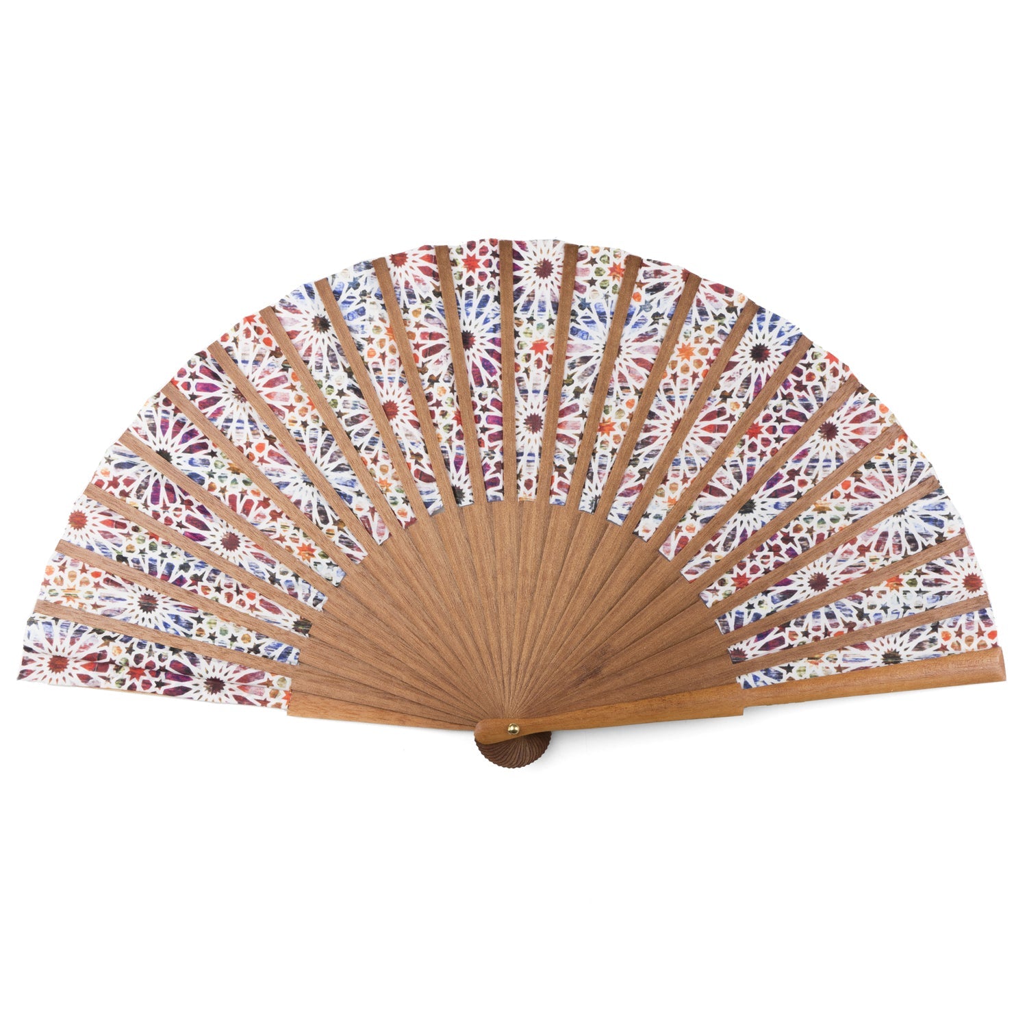 Spanish tiles inspired silk hand fan Sakina