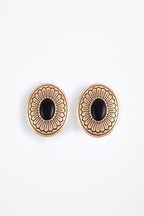 Western Oval Earring (Gold/Black)