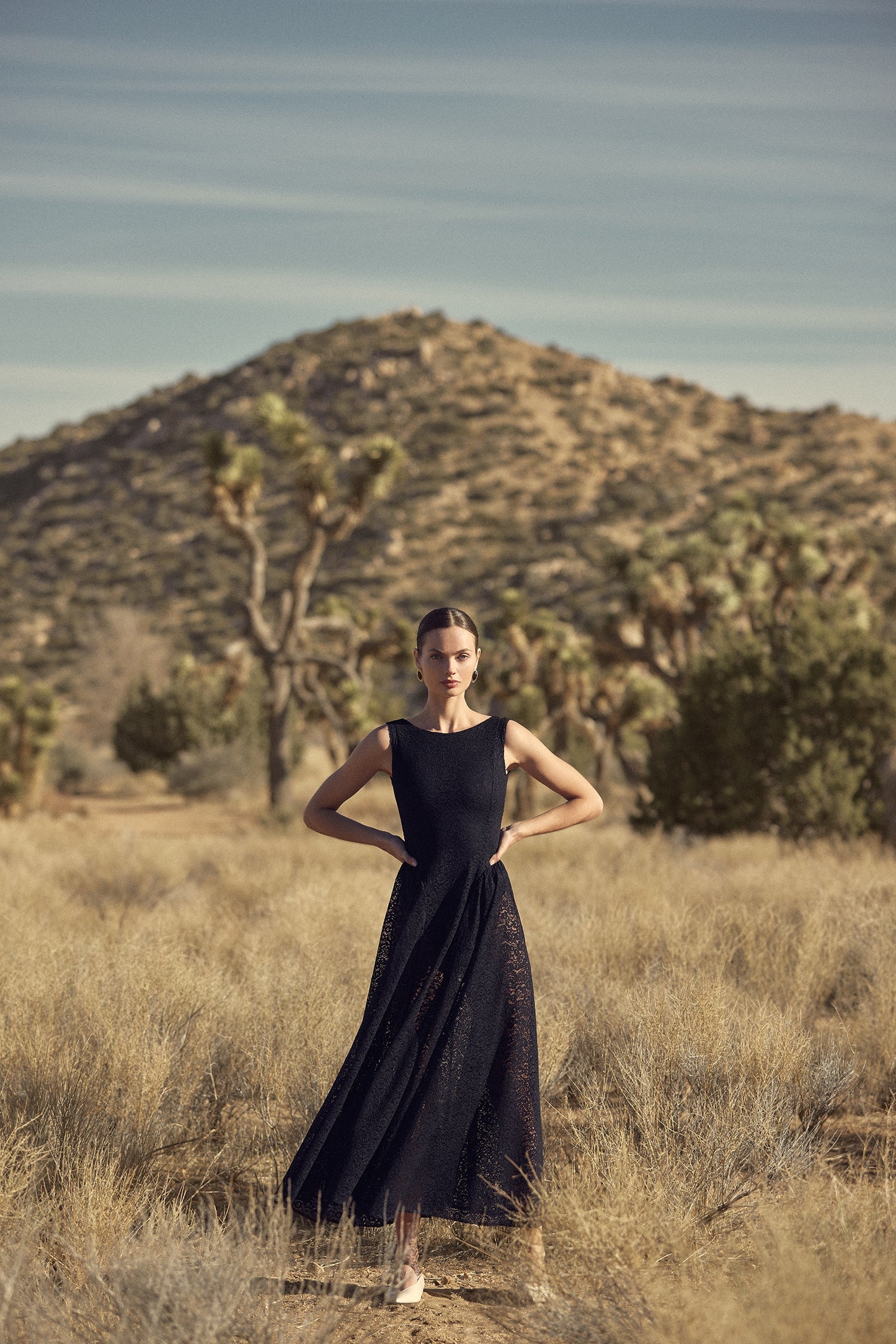 French Lace Midi Dress (Black)