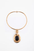 Stone Drop Necklace (Gold/Black)