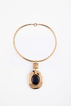 Stone Drop Necklace (Gold/Black)