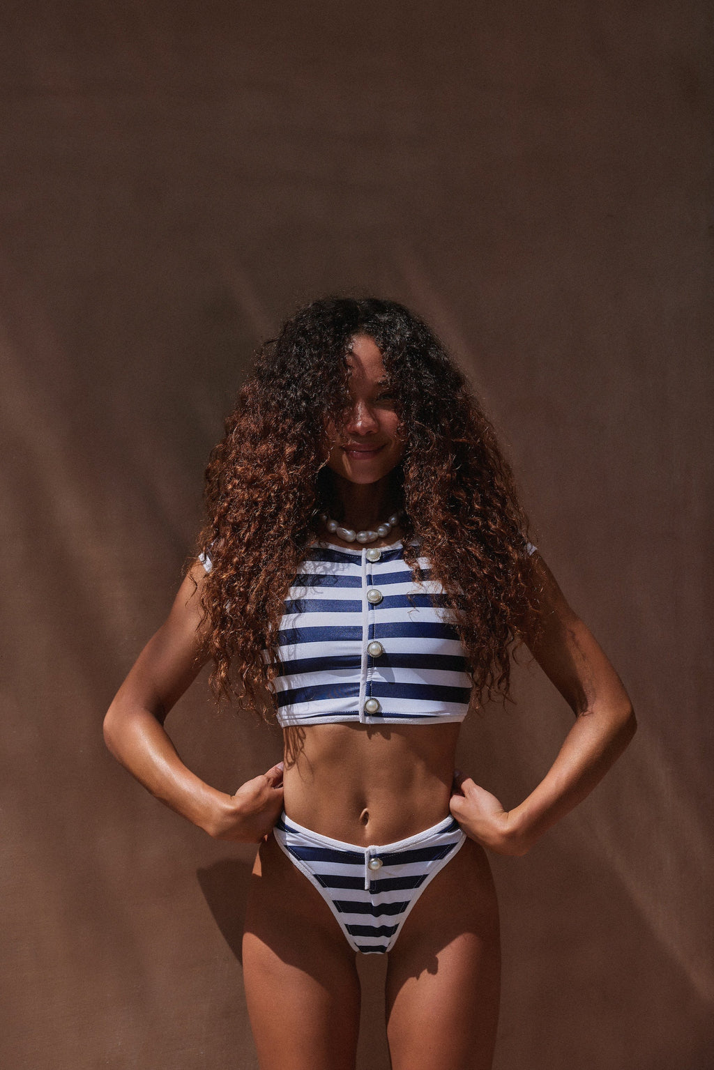The Grace Top (Navy Cream Stripe/White)