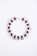 Stone Collar Necklace (Silver/Oxblood)