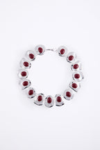 Stone Collar Necklace (Silver/Oxblood)