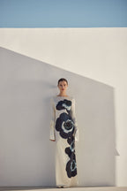 Silk Floral Gown (Cream/Navy)