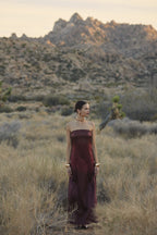 Strapless Draped Maxi (Brown Ombre)