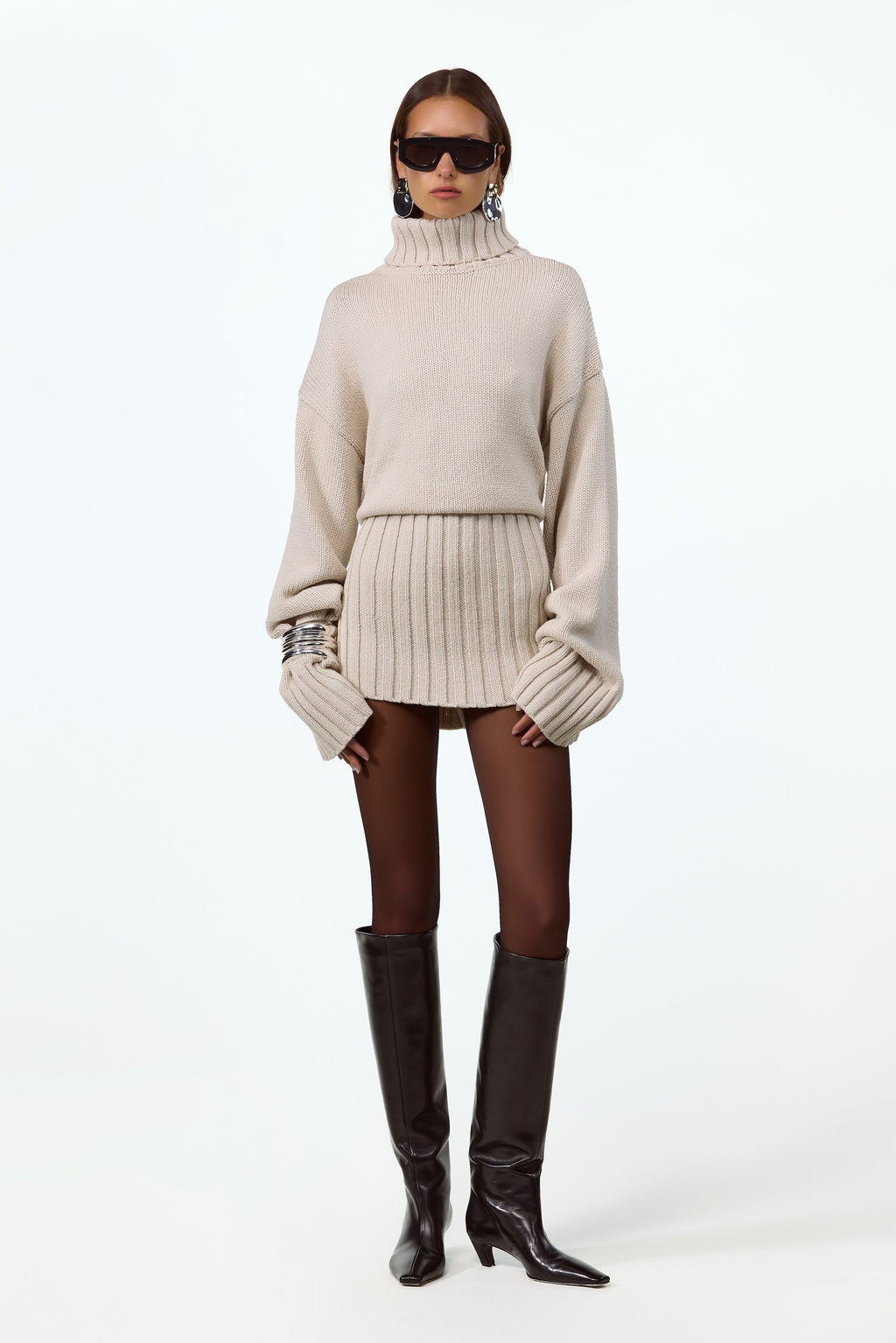 Knit Mini Dress (Taupe)
