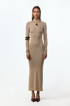 Shimmer Mockneck Dress (Gold)