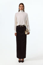 The Denim Pencil Maxi Skirt (Black)
