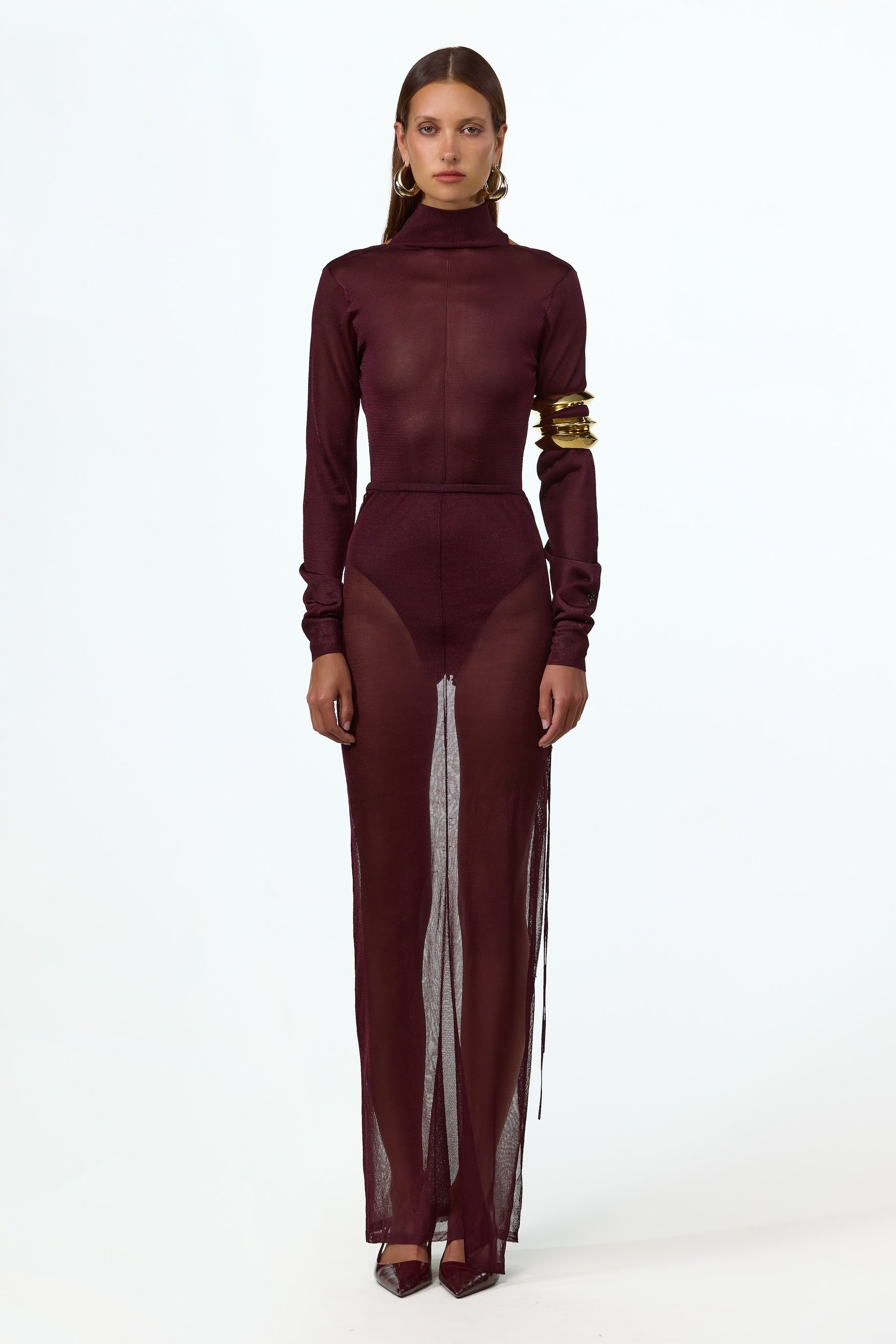 Open Back Knit Bodysuit (Merlot)