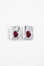 Hammer Stone Earring (Silver/Oxblood)