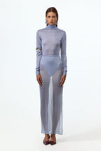 Open Back Knit Bodysuit (Light Blue)