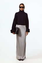 Satin Maxi Skirt (Silver)