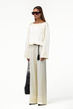 Long Sleeve Silk Jumpsuit (Cream)