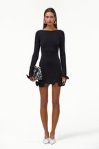 Ruffle Hem Mini Dress (Black)
