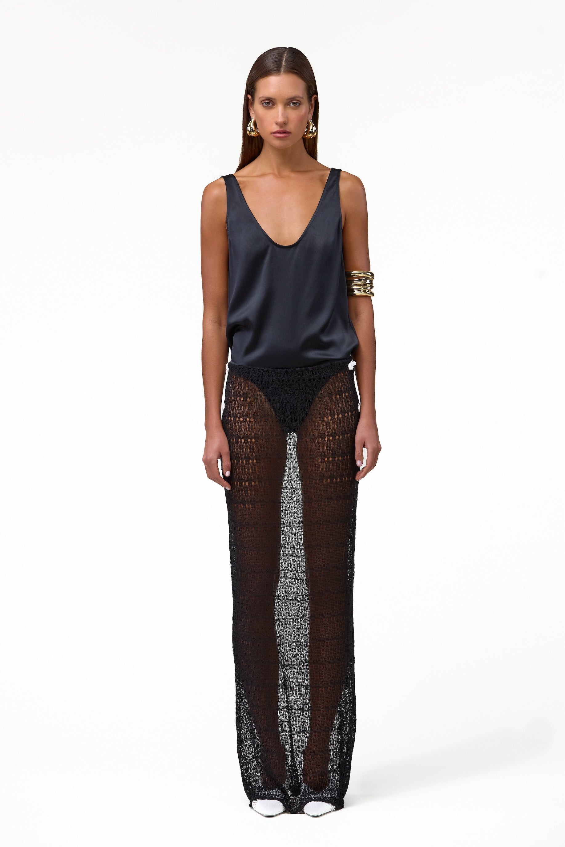 Keyhole Maxi Skirt (Black)