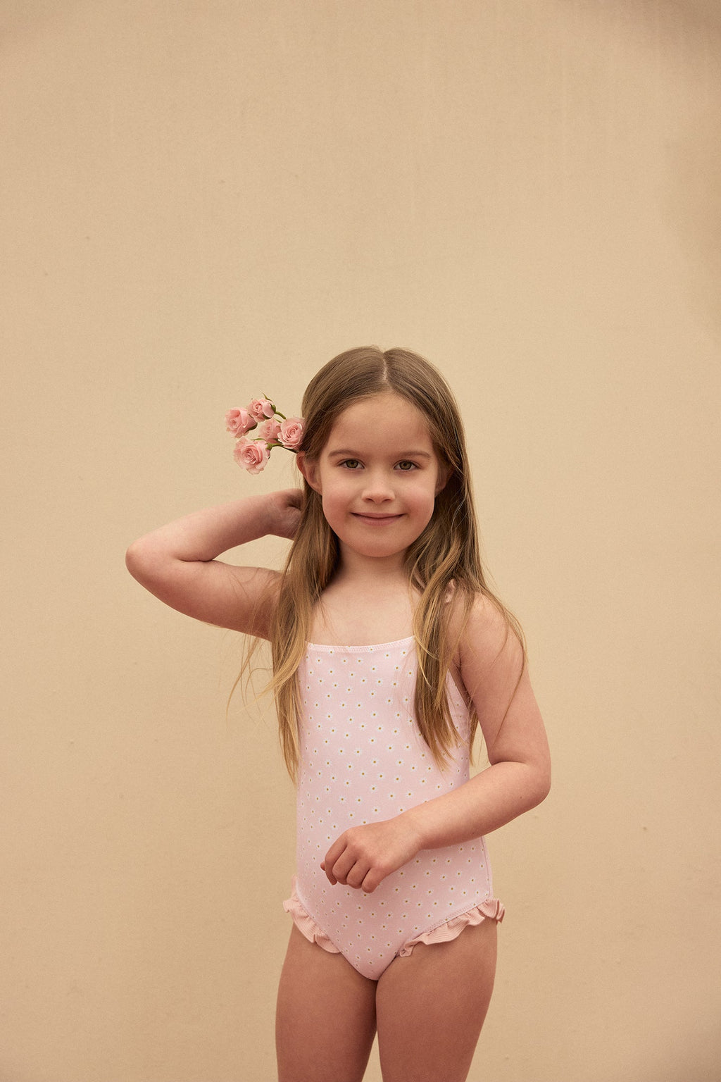 ruffle one piece (pink daisy)