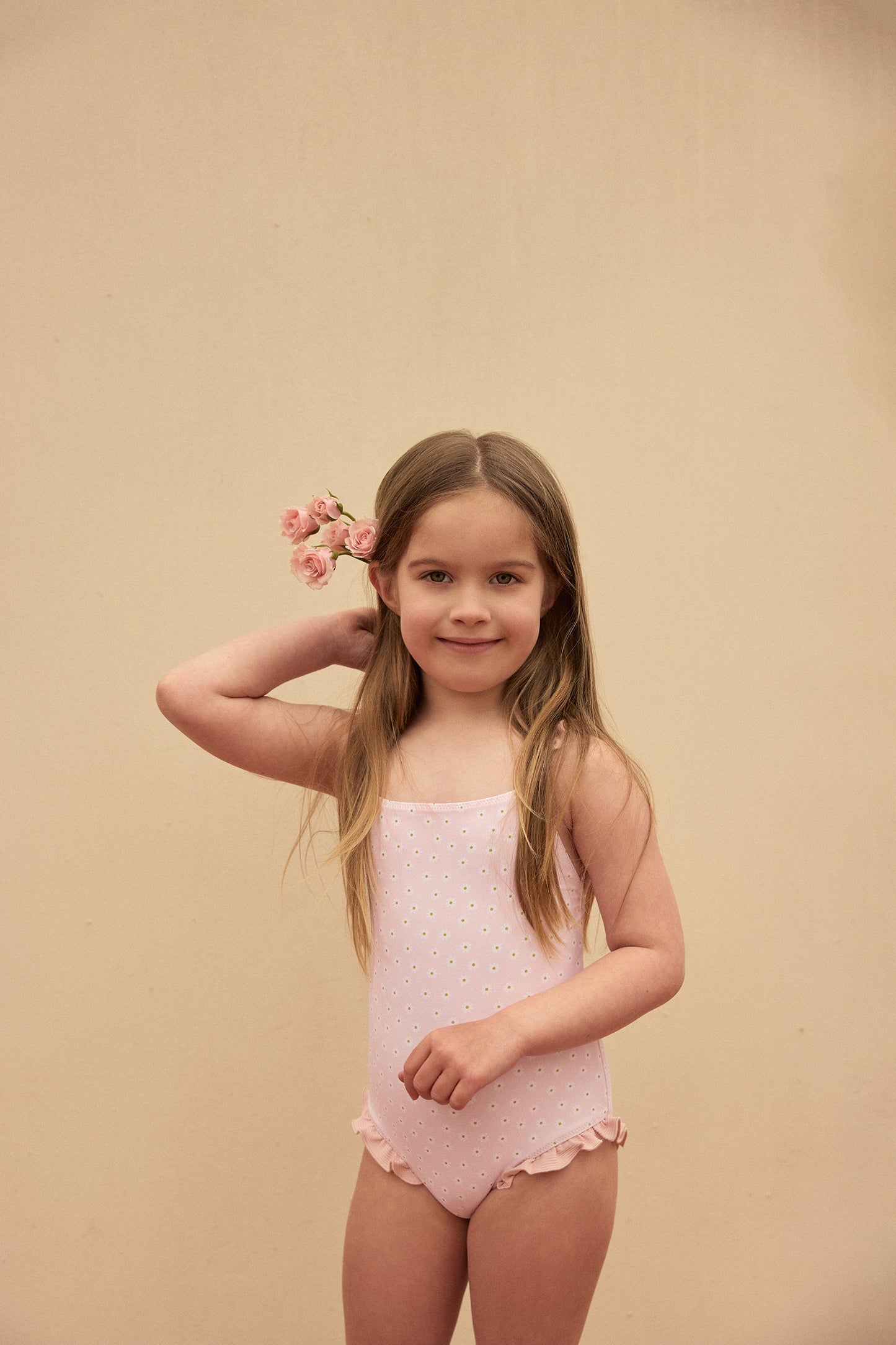 ruffle one piece (pink daisy)
