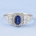 Emerald Sapphire Halo Engagement Ring