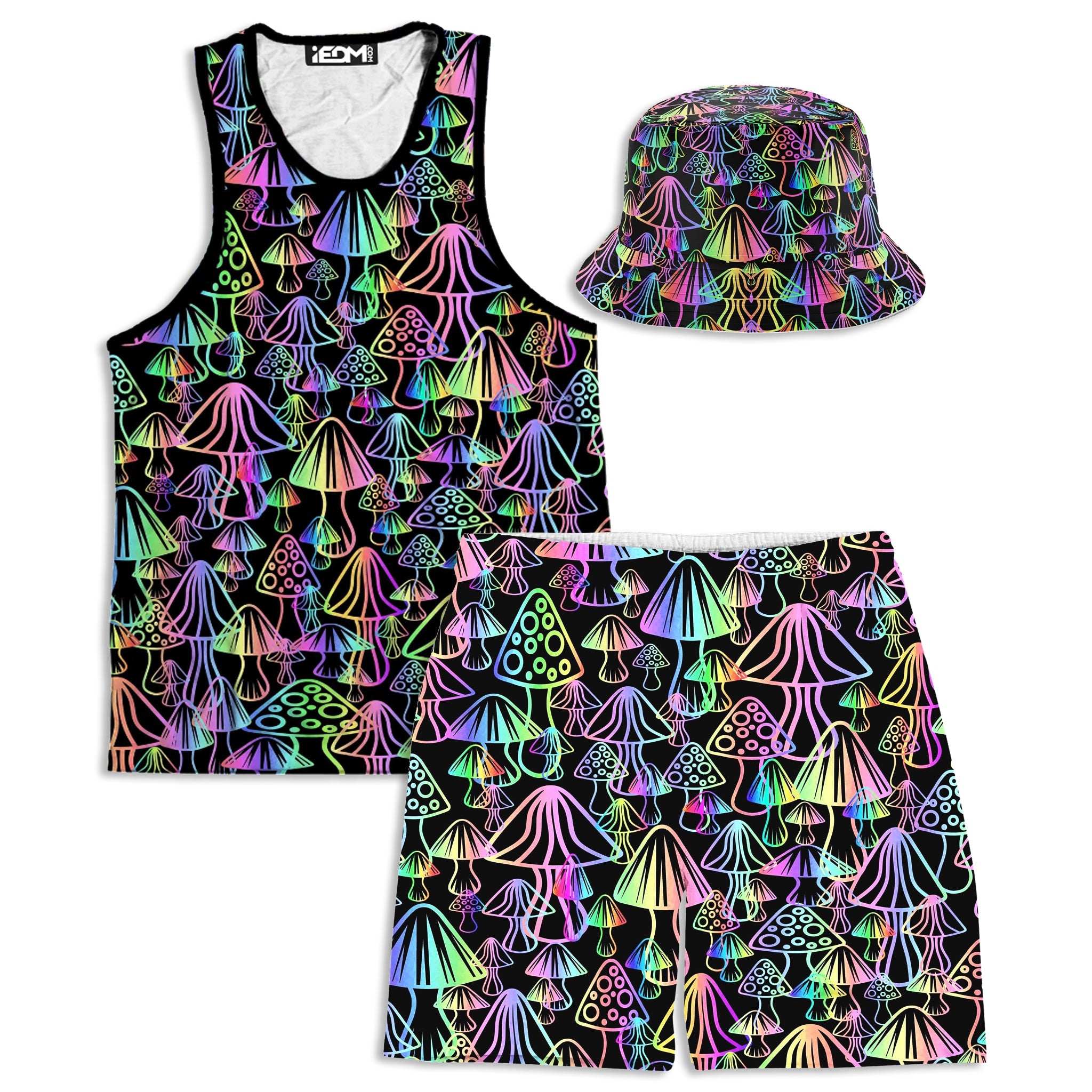 Magic Mushrooms Men's Tank and Shorts with Bucket Hat Combo