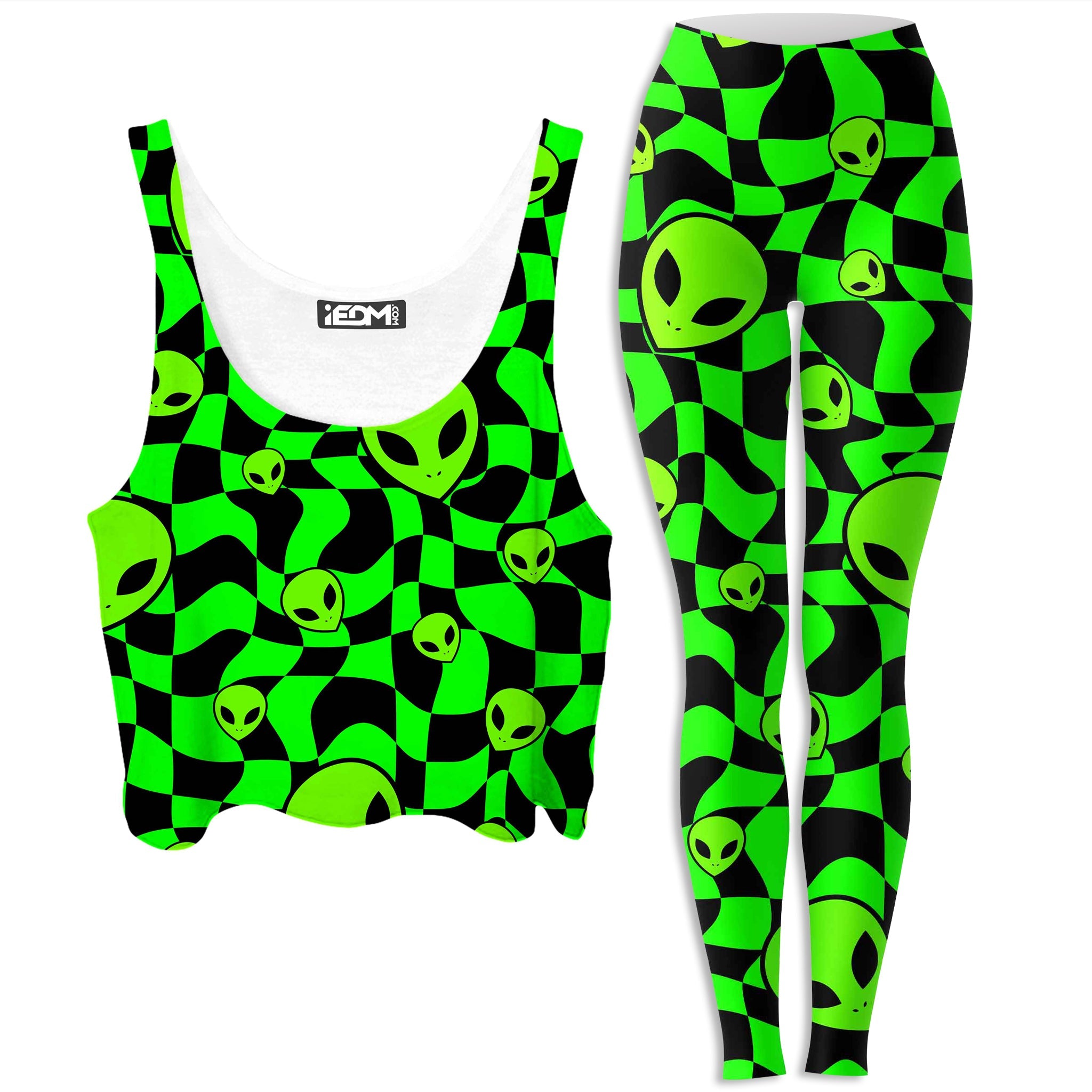 Green Aliens Crop Top and Leggings Combo