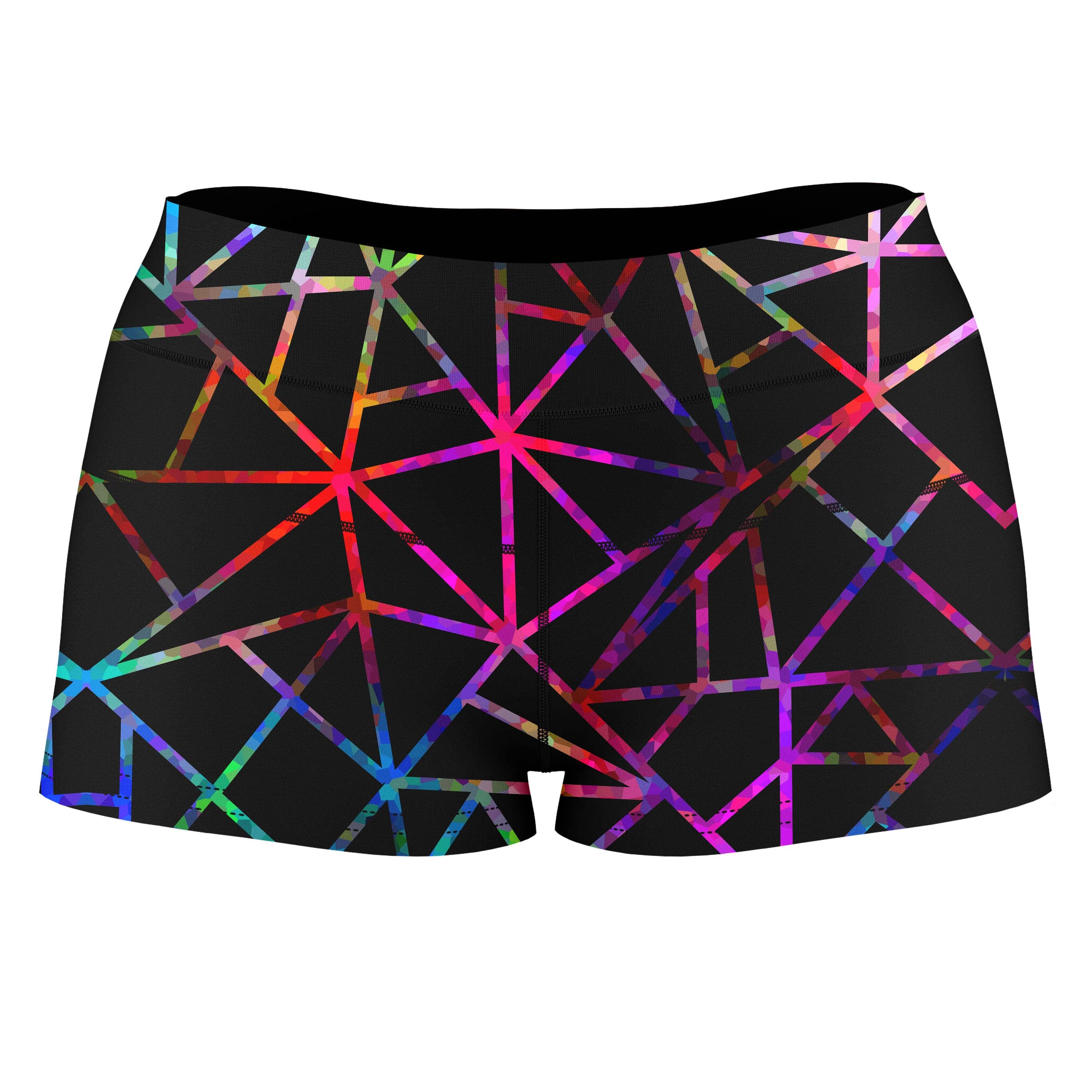 Webbed Geometric High-Waisted Women's Shorts