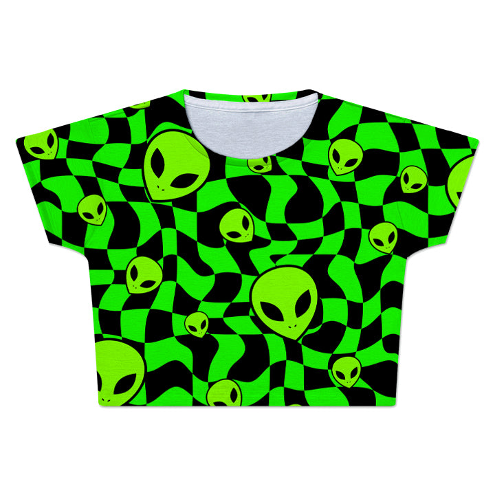 Green Aliens Crop Tee
