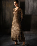 Coffee Gold Sequins Suit By KYNAH, Luxury Indian Fashion & Bridal Wear