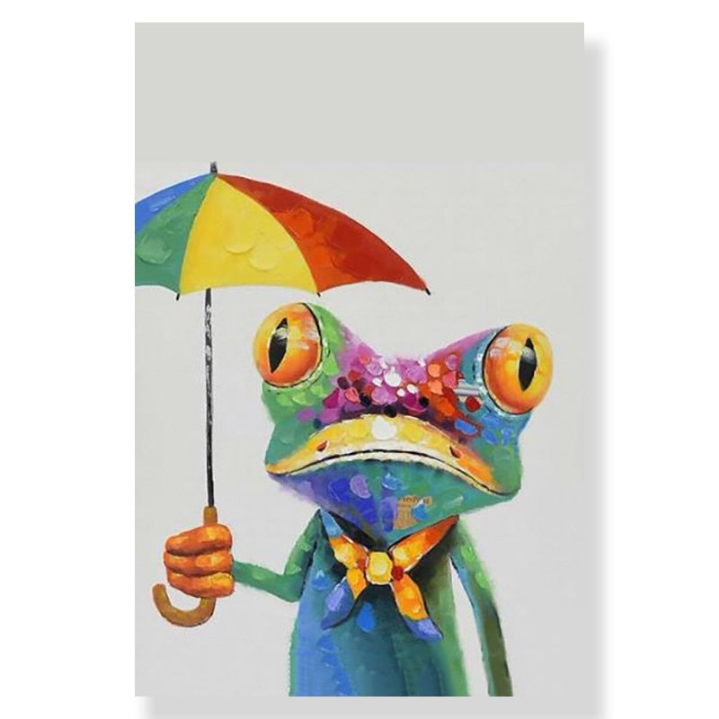 ArtZ® Most Interesting Frog In The World Paintings - Umbrella Frog / 8.3 inch by 11.8 inch (21x30cm) No Frame