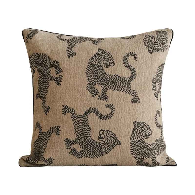 Tiger Sovereign Velvet Embroidered Throw Pillow