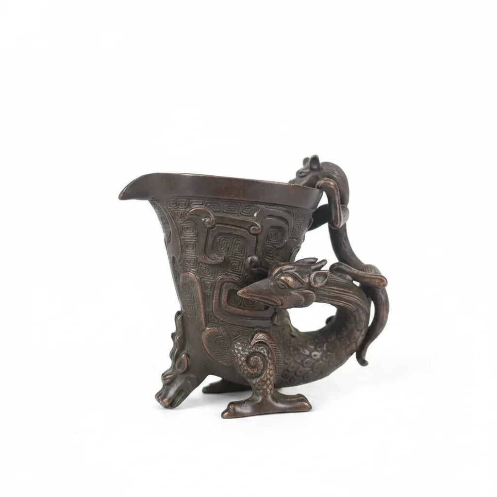 Pixiu Auspicious Beast Bronze Wine Vessel — Antique Reproduction