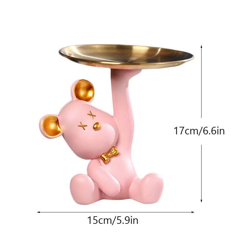 ArtZ® Bear Sculpture Table Tray - Pink